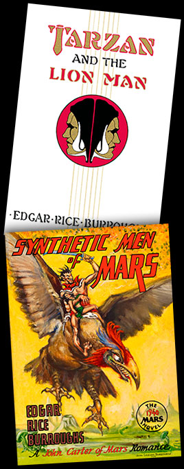 Cover Art Uses The Original Painting Tarzan and the Lion Man, Synthetic Men of Mars covers